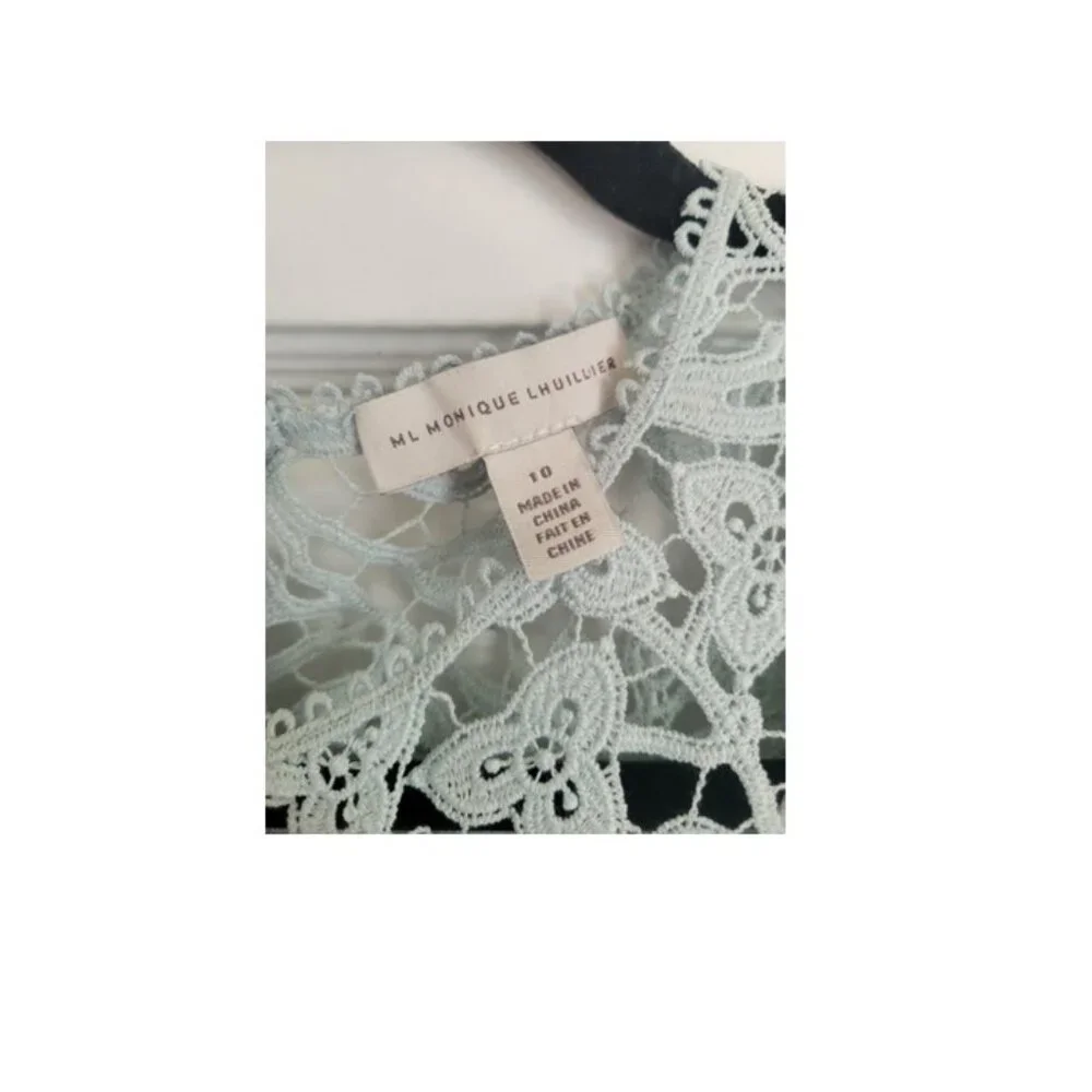 ML Monique Lhuillier Light blue/green Lace Cocktail Dress - Picture 3 of 5